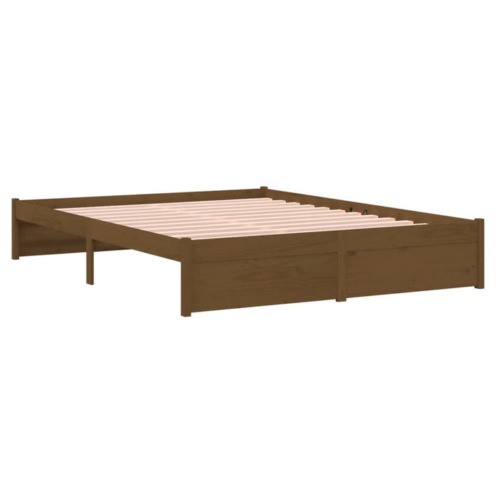 Bed Frame without Mattress Honey Brown Solid Wood 135x190 cm Double