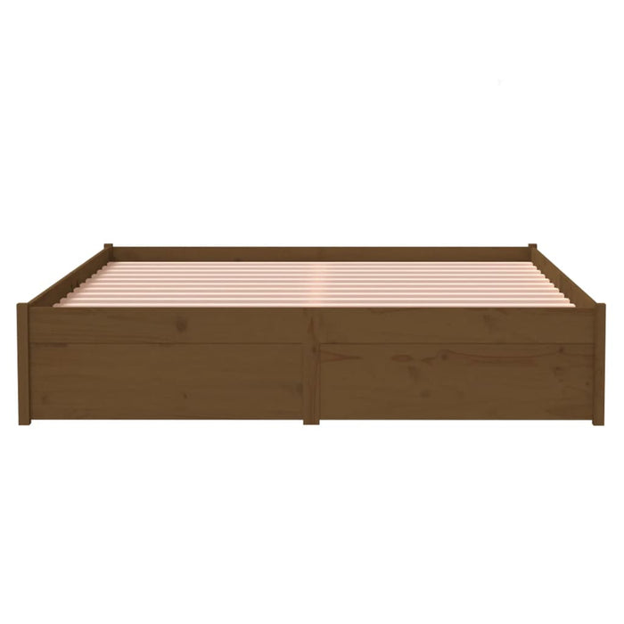 Bed Frame without Mattress Honey Brown Solid Wood 135x190 cm Double