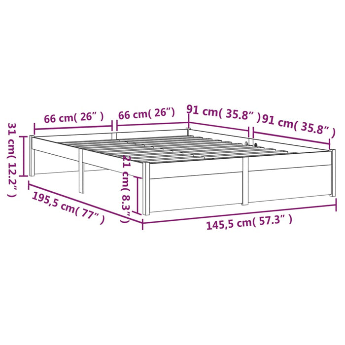 Bed Frame without Mattress Solid Wood 140x190 cm