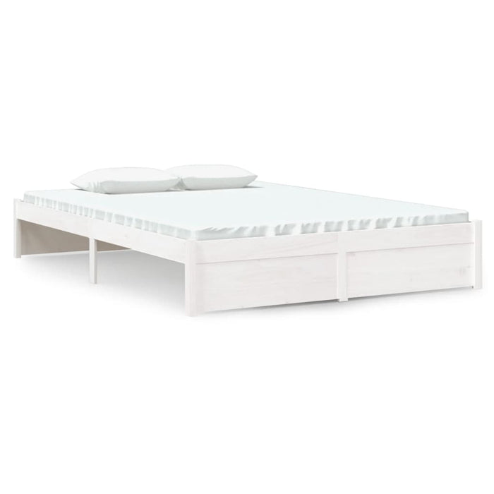 Bed Frame without Mattress White Solid Wood 140x190 cm