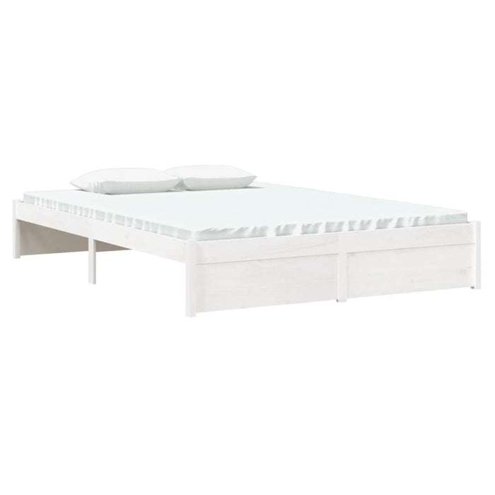 Bed Frame without Mattress White Solid Wood 140x190 cm