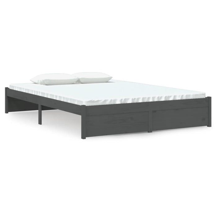 Bed Frame without Mattress Grey Solid Wood 140x190 cm