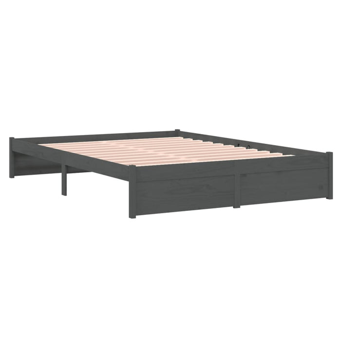 Bed Frame without Mattress Grey Solid Wood 140x190 cm