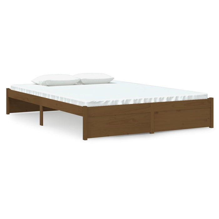 Bed Frame without Mattress Honey Brown Solid Wood 140x190 cm