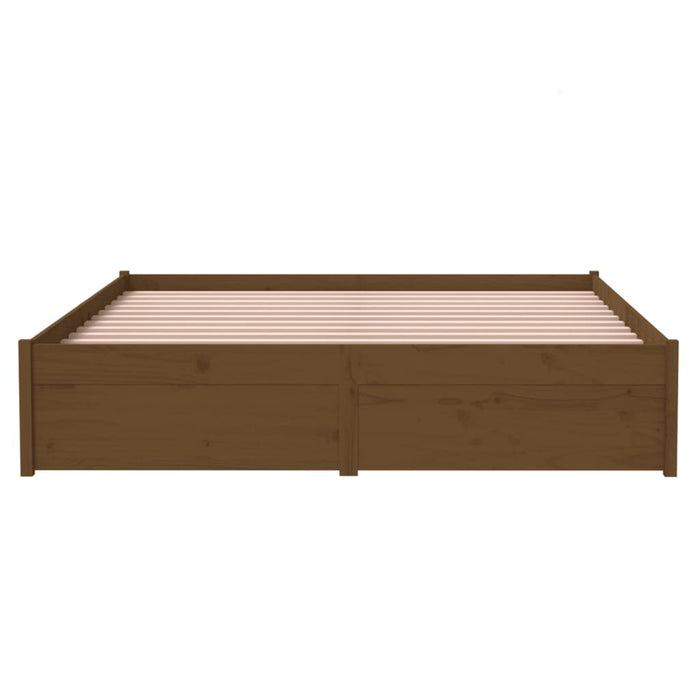 Bed Frame without Mattress Honey Brown Solid Wood 140x190 cm