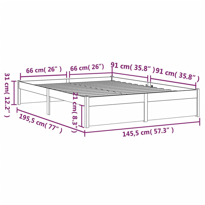 Bed Frame without Mattress Honey Brown Solid Wood 140x190 cm