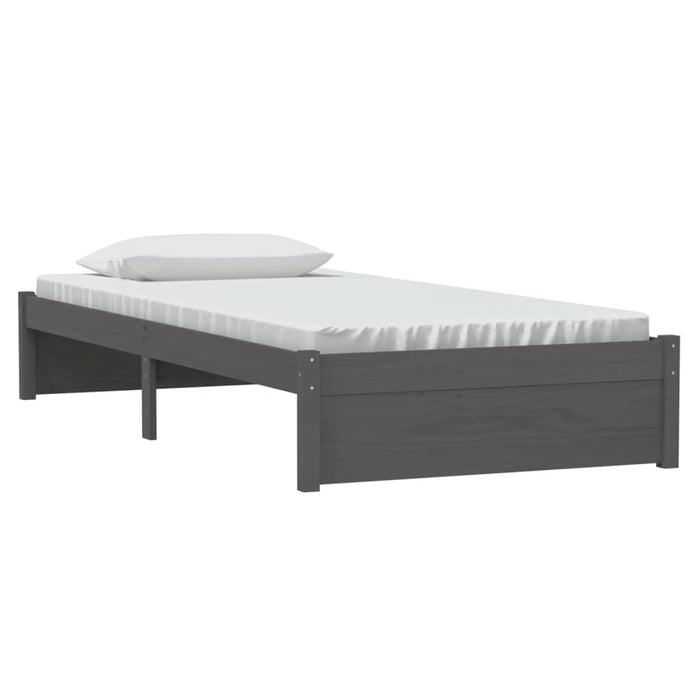 Bed Frame without Mattress Grey Solid Wood 90x200 cm