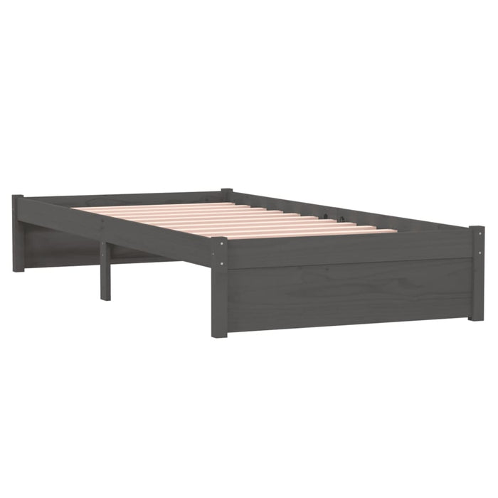 Bed Frame without Mattress Grey Solid Wood 90x200 cm