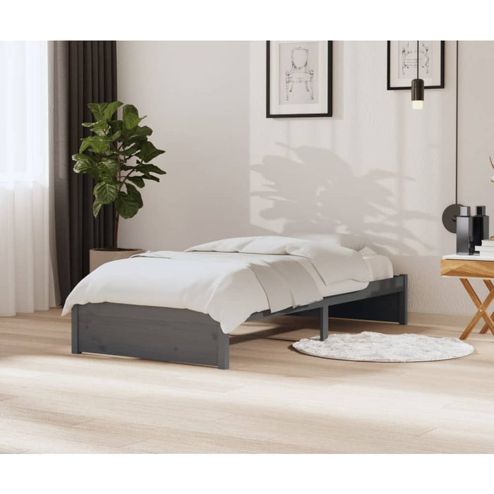 Bed Frame without Mattress Grey Solid Wood 90x200 cm