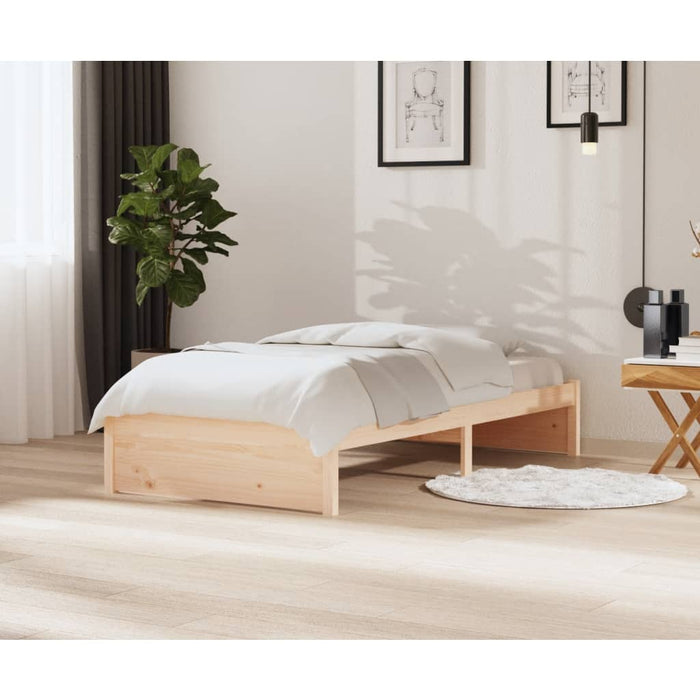 Bed Frame without Mattress White Solid Wood 100x200 cm