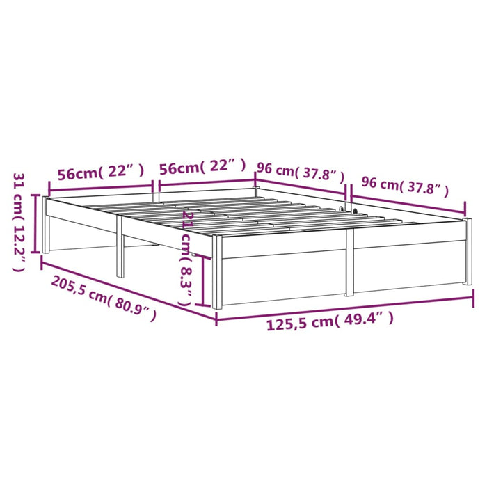 Bed Frame without Mattress Solid Wood 120x200 cm