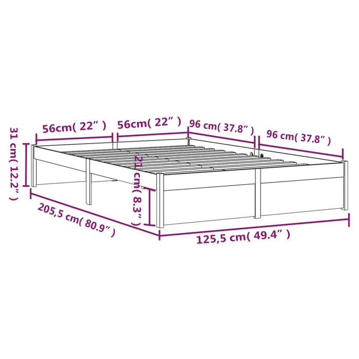 Bed Frame without Mattress White Solid Wood 120x200 cm