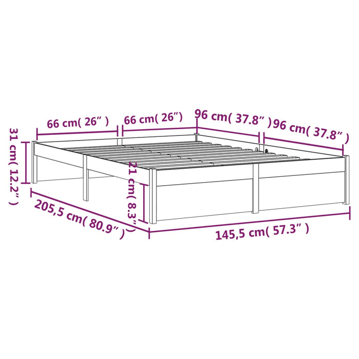 Bed Frame without Mattress Solid Wood 140x200 cm