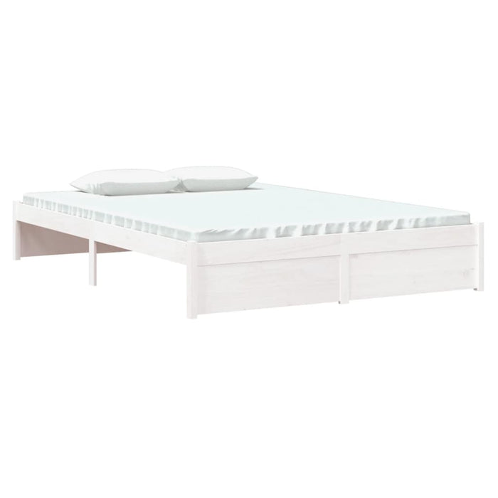 Bed Frame without Mattress White Solid Wood 140x200 cm