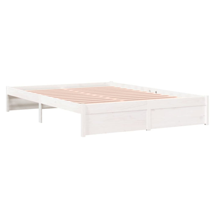 Bed Frame without Mattress White Solid Wood 140x200 cm