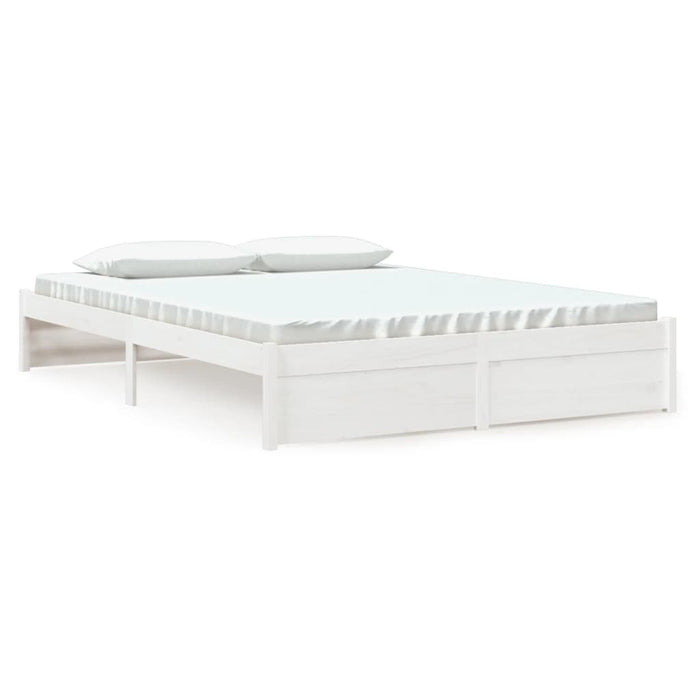 Bed Frame without Mattress White Solid Wood 150x200 cm King Size King Size