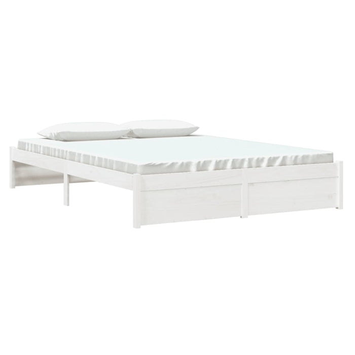 Bed Frame without Mattress White Solid Wood 150x200 cm King Size King Size