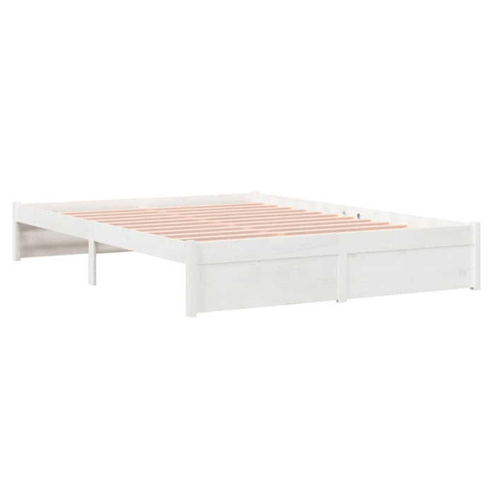 Bed Frame without Mattress White Solid Wood 150x200 cm King Size King Size