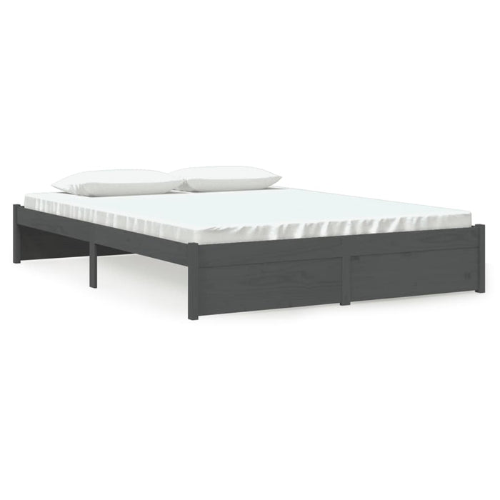 Bed Frame without Mattress Grey Solid Wood 150x200 cm King Size King Size