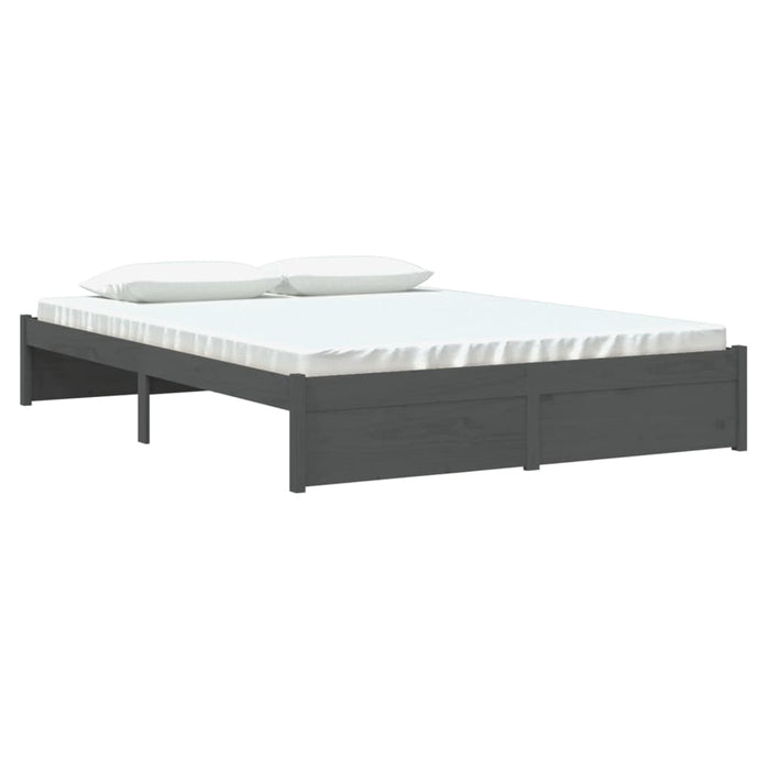 Bed Frame without Mattress Grey Solid Wood 150x200 cm King Size King Size