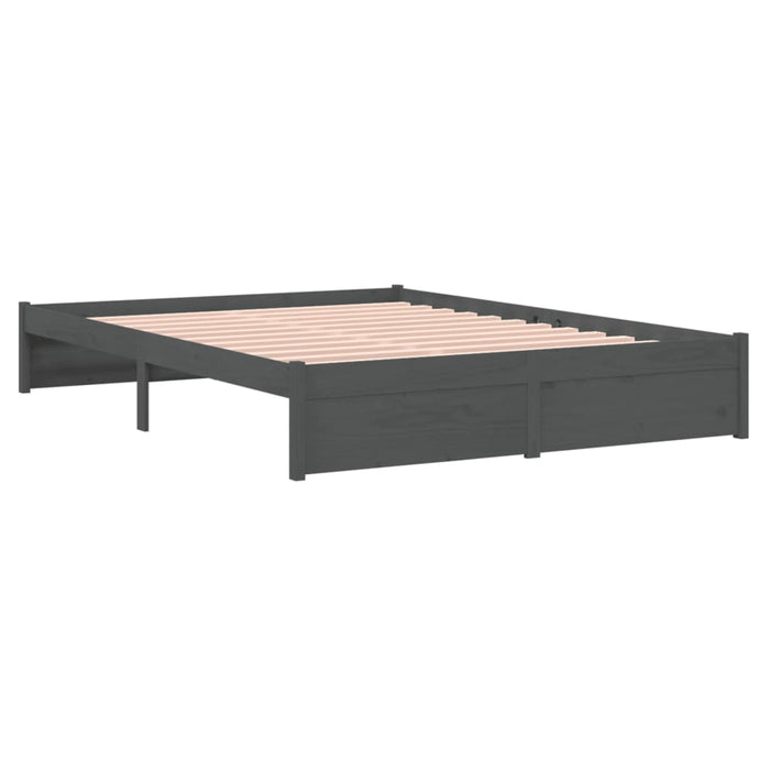 Bed Frame without Mattress Grey Solid Wood 150x200 cm King Size King Size