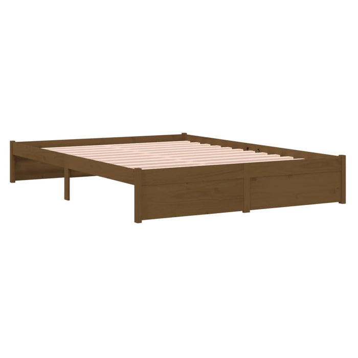 Bed Frame without Mattress Honey Brown Solid Wood 150x200 cm King Size