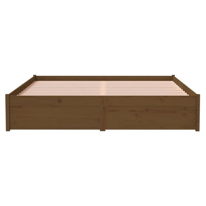 Bed Frame without Mattress Honey Brown Solid Wood 150x200 cm King Size