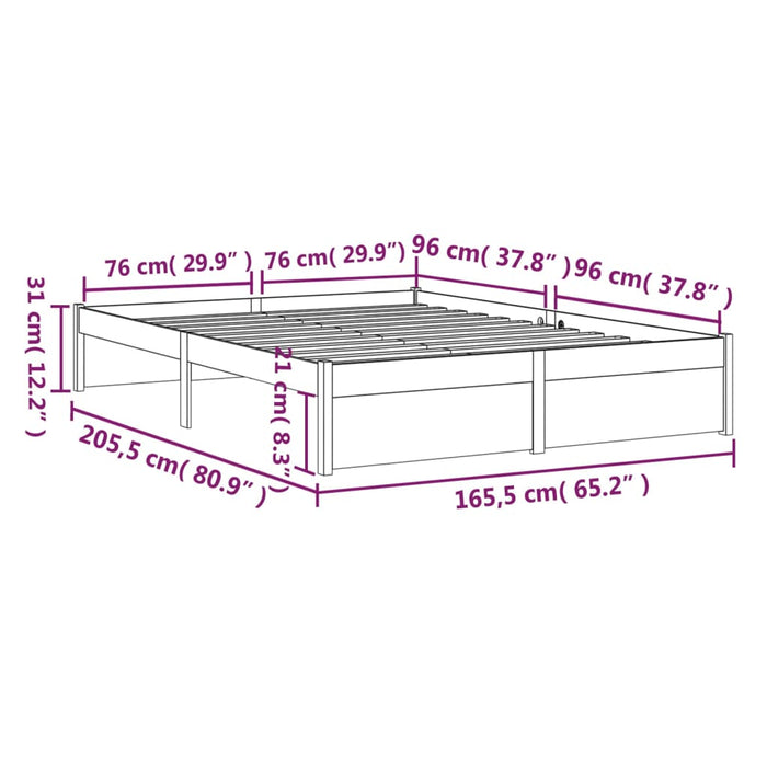 Bed Frame without Mattress Solid Wood 160x200 cm