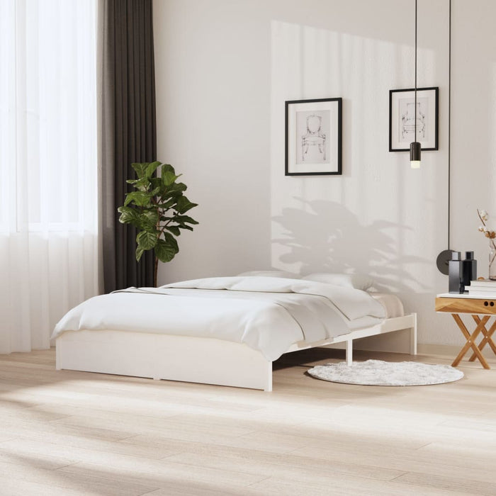 Bed Frame without Mattress White Solid Wood 160x200 cm