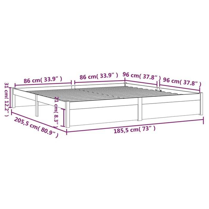 Bed Frame without Mattress Solid Wood 180x200 cm Super King Super King Size