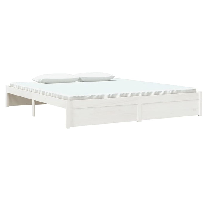 Bed Frame without Mattress White Solid Wood 180x200 cm Super King