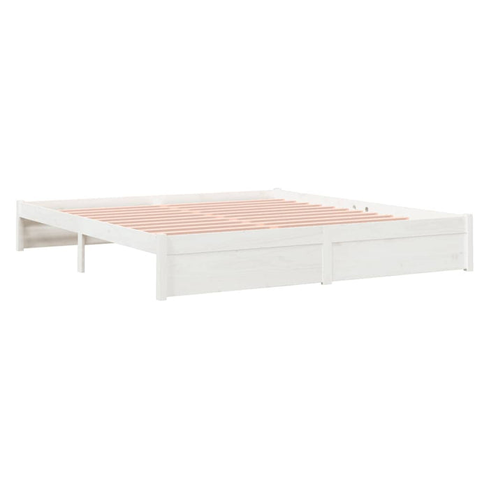 Bed Frame without Mattress White Solid Wood 180x200 cm Super King