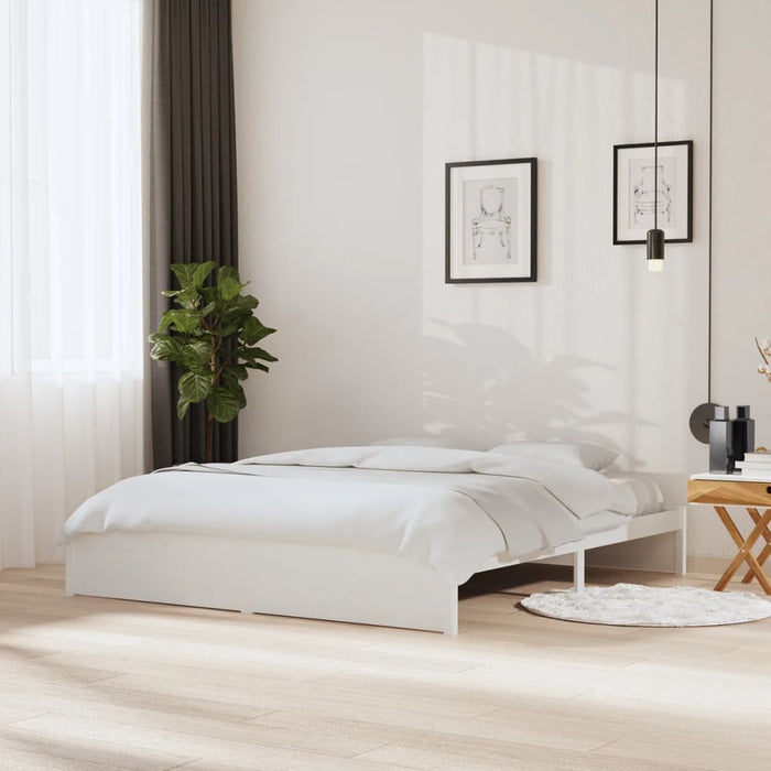 Bed Frame without Mattress White Solid Wood 180x200 cm Super King