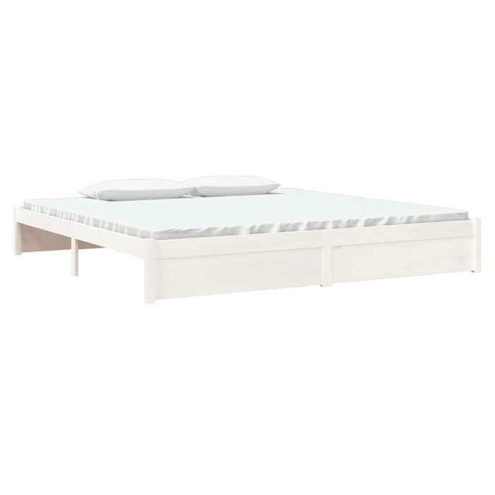 Bed Frame without Mattress White Solid Wood 200x200 cm