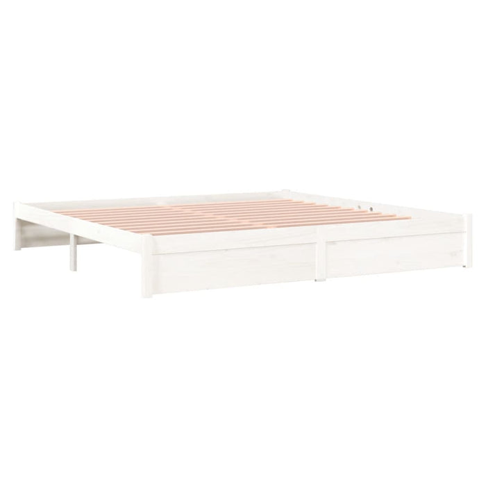 Bed Frame without Mattress White Solid Wood 200x200 cm