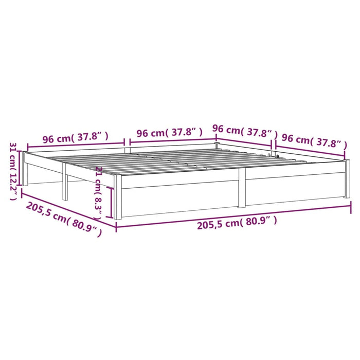 Bed Frame without Mattress White Solid Wood 200x200 cm