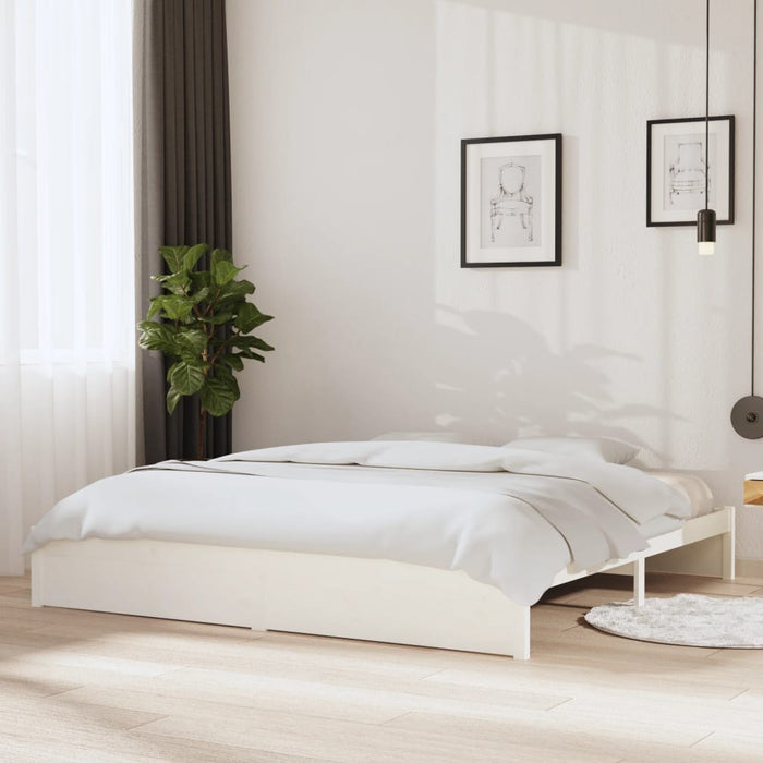 Bed Frame without Mattress White Solid Wood 200x200 cm