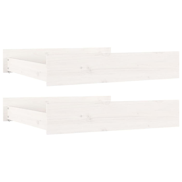 Bed Drawers 2 pcs White Solid Wood Pine