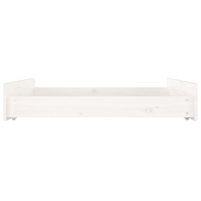 Bed Drawers 2 pcs White Solid Wood Pine