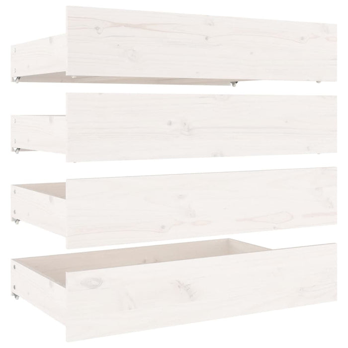 Bed Drawers 4 pcs White Solid Wood Pine