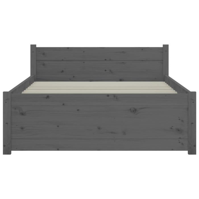 Bed Frame without Mattress Grey Solid Wood 75x190 cm Small Single Small Single