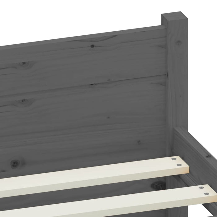 Bed Frame without Mattress Grey Solid Wood 75x190 cm Small Single Small Single