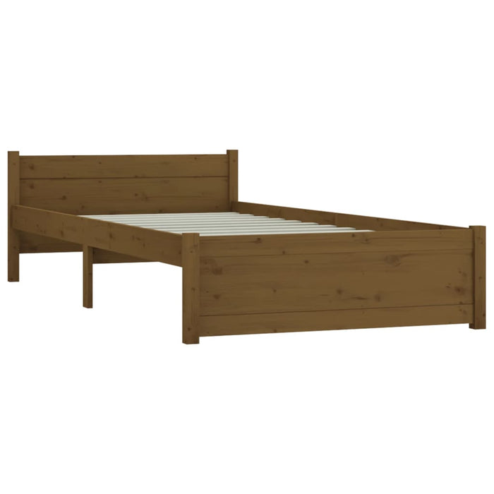 Bed Frame without Mattress Honey Brown Solid Wood 75x190 cm Small Single