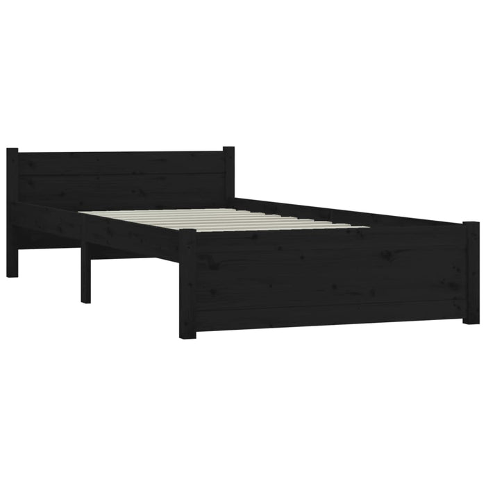 Bed Frame without Mattress Black Solid Wood 75x190 cm Small Single