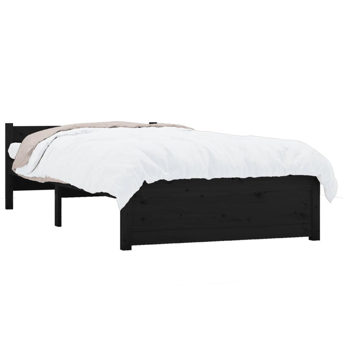 Bed Frame without Mattress Black Solid Wood 75x190 cm Small Single