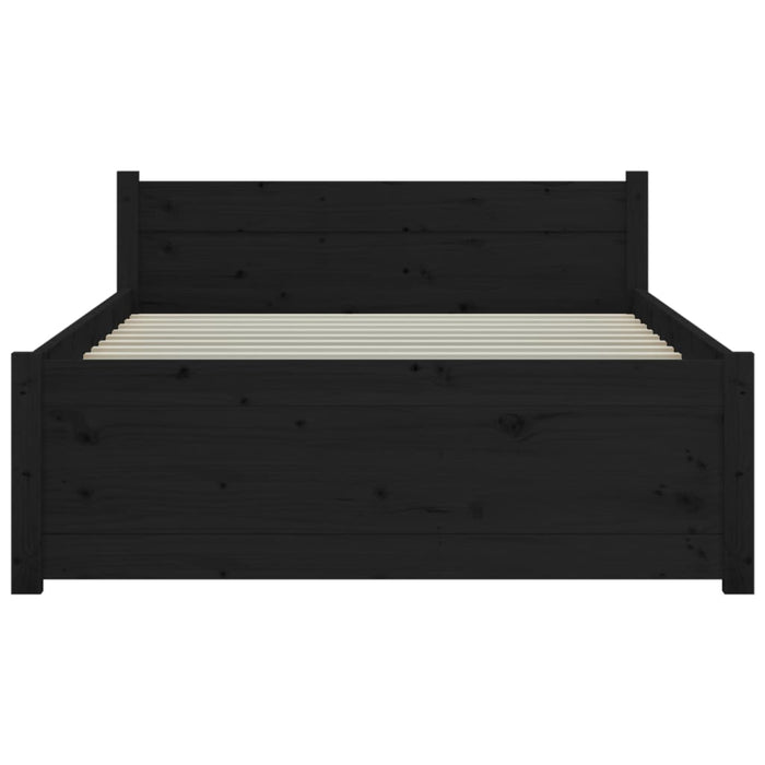 Bed Frame without Mattress Black Solid Wood 75x190 cm Small Single