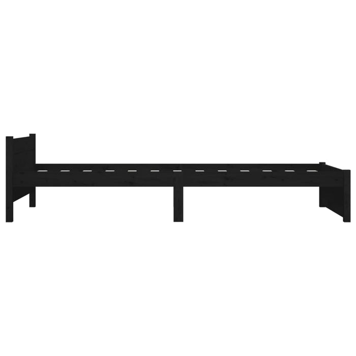 Bed Frame without Mattress Black Solid Wood 75x190 cm Small Single