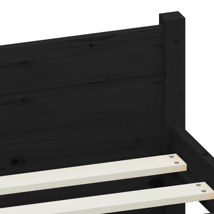 Bed Frame without Mattress Black Solid Wood 75x190 cm Small Single