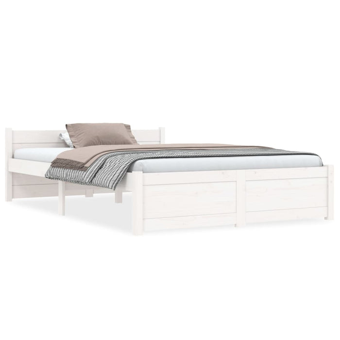 Bed Frame without Mattress White Solid Wood 135x190 cm Double Double