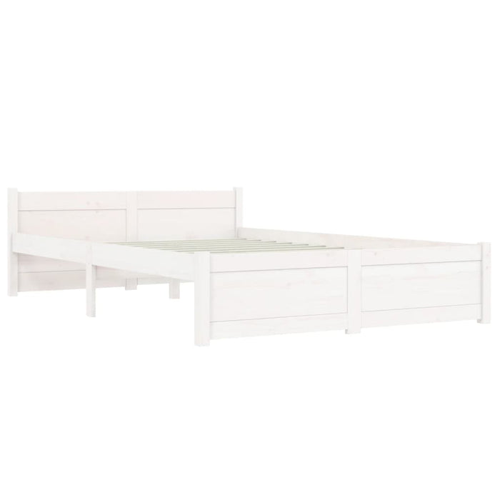 Bed Frame without Mattress White Solid Wood 135x190 cm Double Double